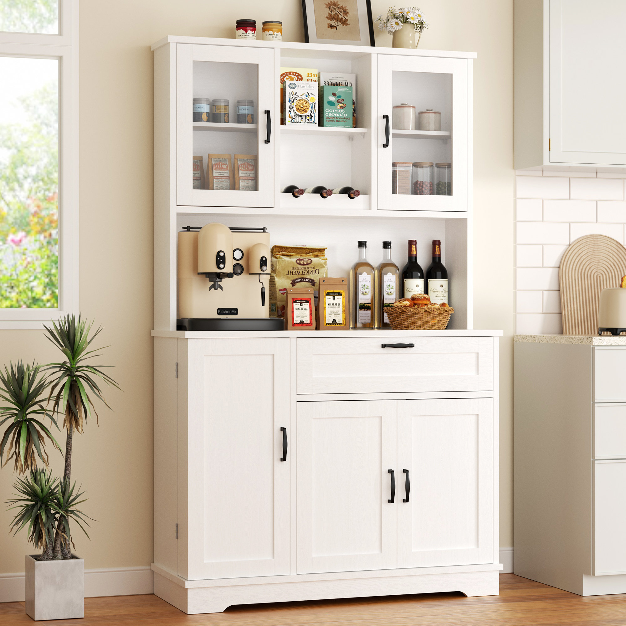 Winston Porter Weimer 68" Kitchen Pantry Cabinet & Reviews | Wayfair